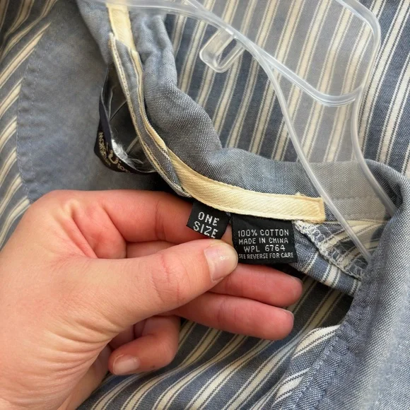 Vintage Christian Dior Monsieur Blue & White Striped Robe One Size - Picture 6 of 6